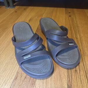 Crocs Patricia Wedge Sandals Womens Size 9 Brown